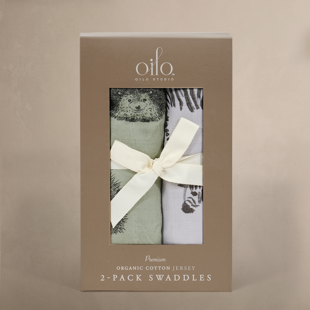 Oilo Hedgehog & Zebra | Jersey Swaddle Blanket Set