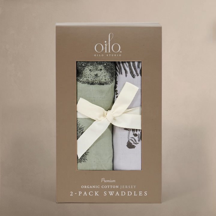 Oilo Hedgehog & Zebra | Jersey Swaddle Blanket Set