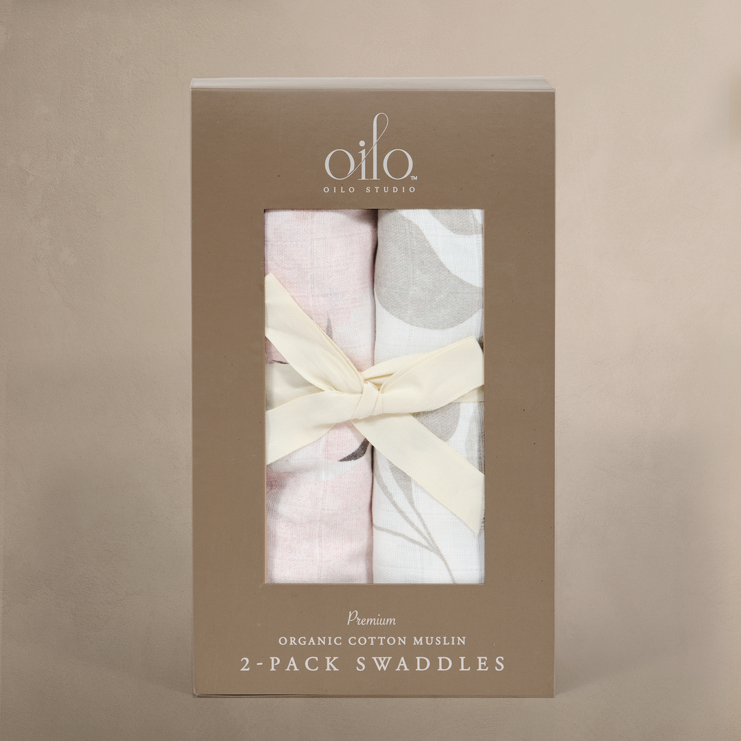 Oilo Crane & Leaf | Muslin Swaddle Blanket Set