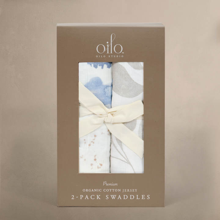 Oilo Misty Mountain & Leaf | Jersey Swaddle Blanket Set