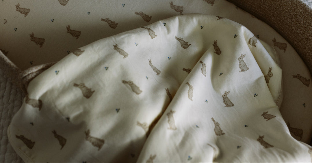 Oilo Bunny | Convertible Moses Basket Sheet & Extra Small Changing Pad Cover