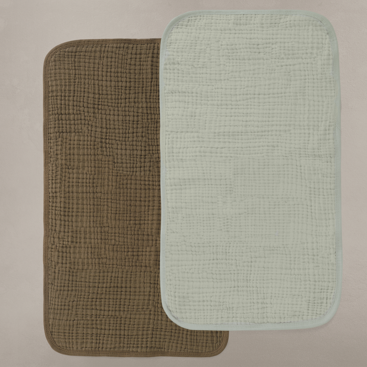 Oilo Bark Brown & Sea Moss Sage Green | Premium Muslin Burp Cloth 2-Pack