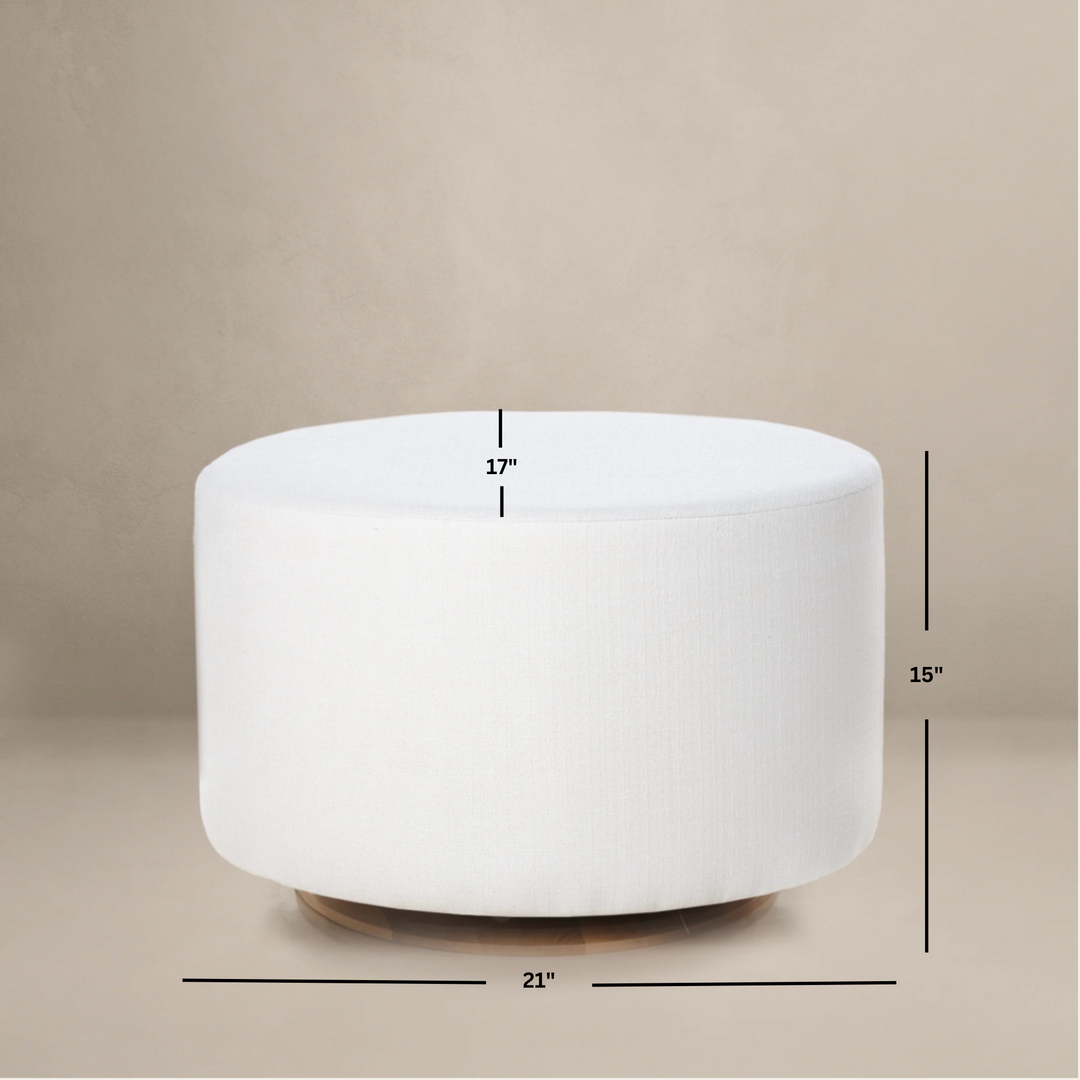 Oilo Small Stationary Oval Ottoman with Wood Base
