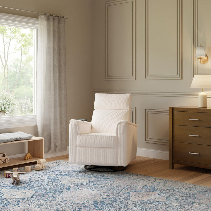 Monogram by Namesake Willa Deluxe Power Recliner and Swivel Glider with Heat + Massage | Ivory Corduroy