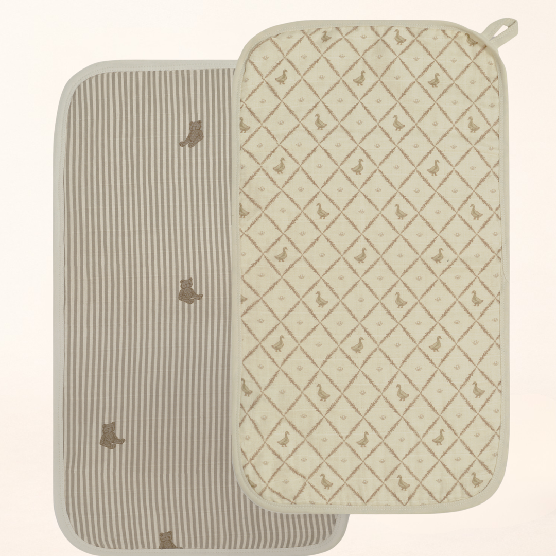 Oilo Bear & Butter Yellow Duck | Premium Muslin Burp Cloth 2-Pack