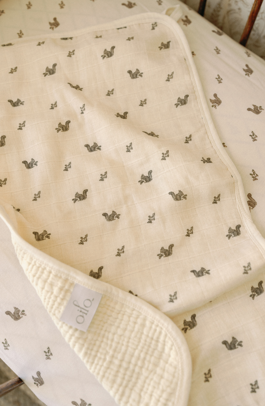 Oilo Squirrel & Mushroom | Premium Muslin Burp Cloth 2-Pack