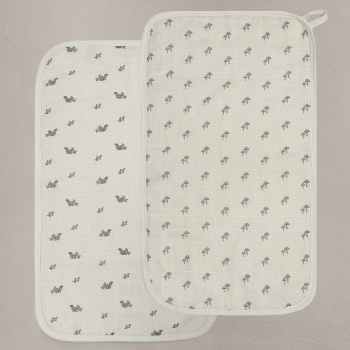 Oilo Squirrel & Mushroom | Premium Muslin Burp Cloth 2-Pack