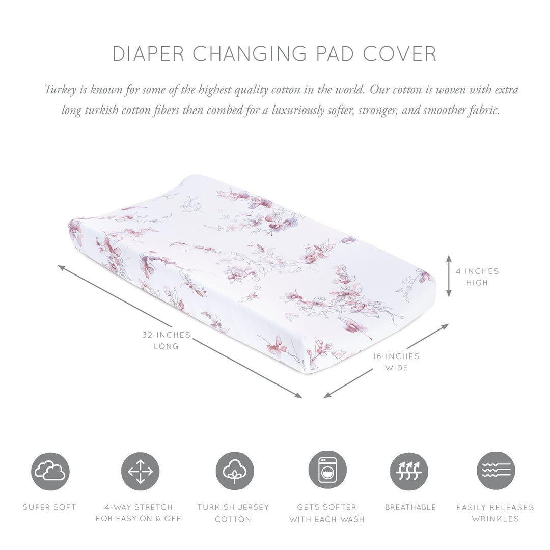 Oilo Bella Floral | Convertible Bassinet Sheet & Changing Pad Cover