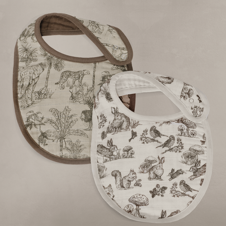 Oilo Vintage Safari & Woodland Nursery | Muslin Bib 2-Pack