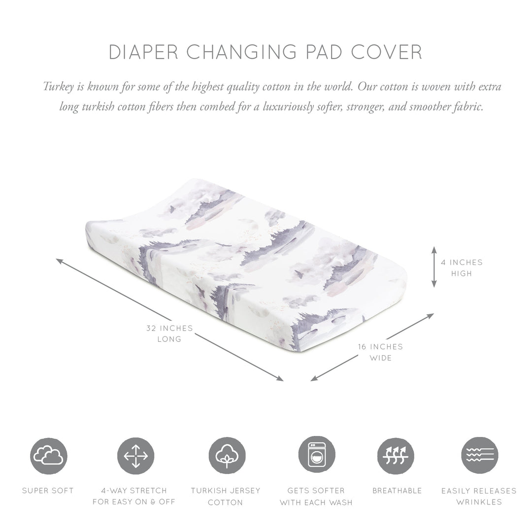 Oilo Misty Mountain | Convertible Bassinet Sheet & Changing Pad Cover