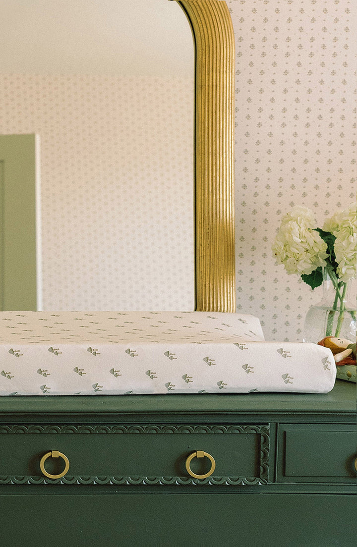 Oilo Mushroom Nursery | Convertible Bassinet Sheet & Changing Pad Cover