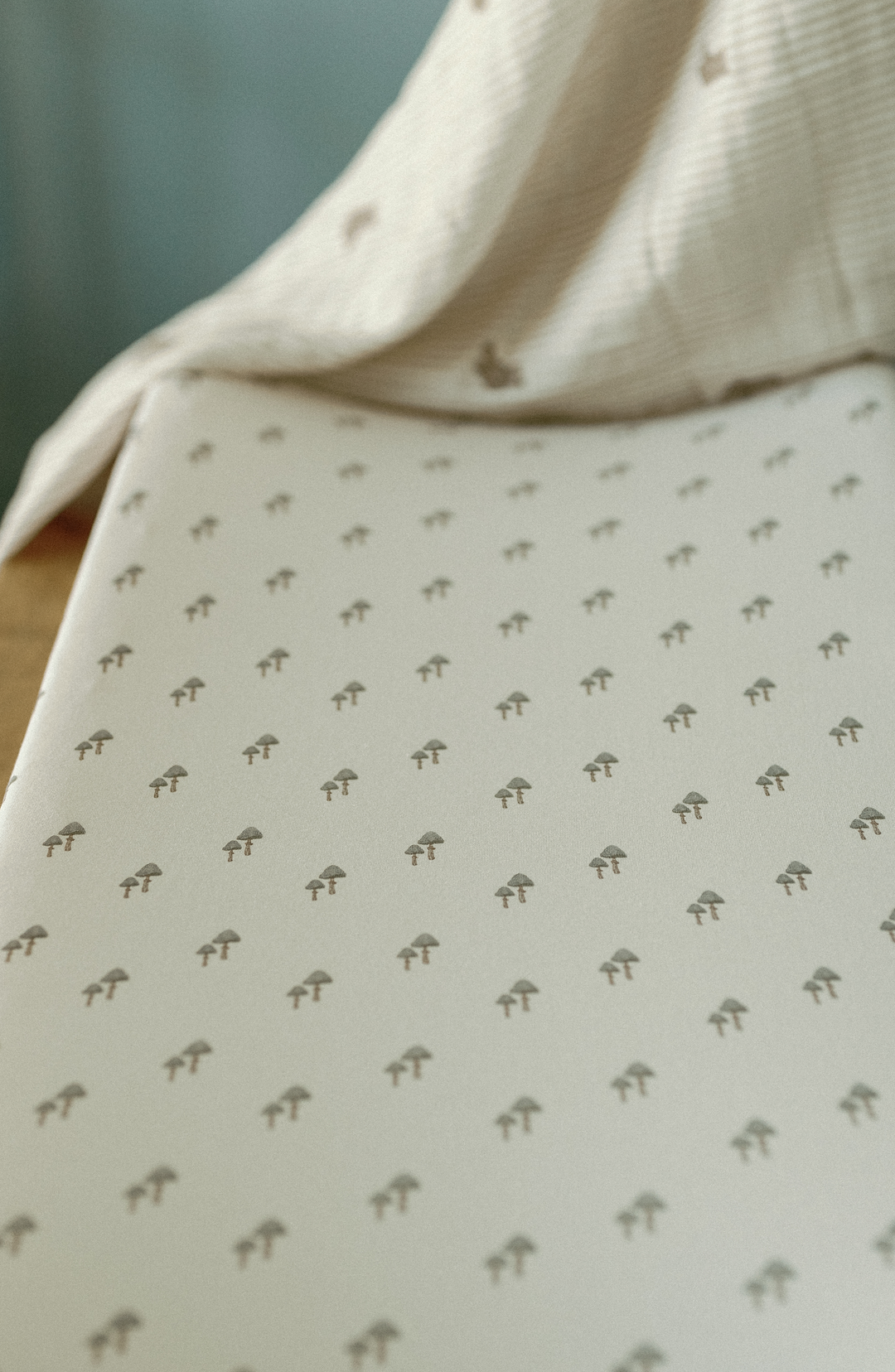 Oilo Mushroom Nursery | Convertible Bassinet Sheet & Changing Pad Cover
