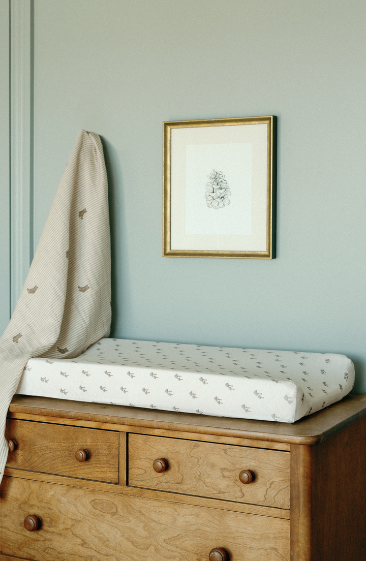 Oilo Mushroom Nursery | Convertible Bassinet Sheet & Changing Pad Cover