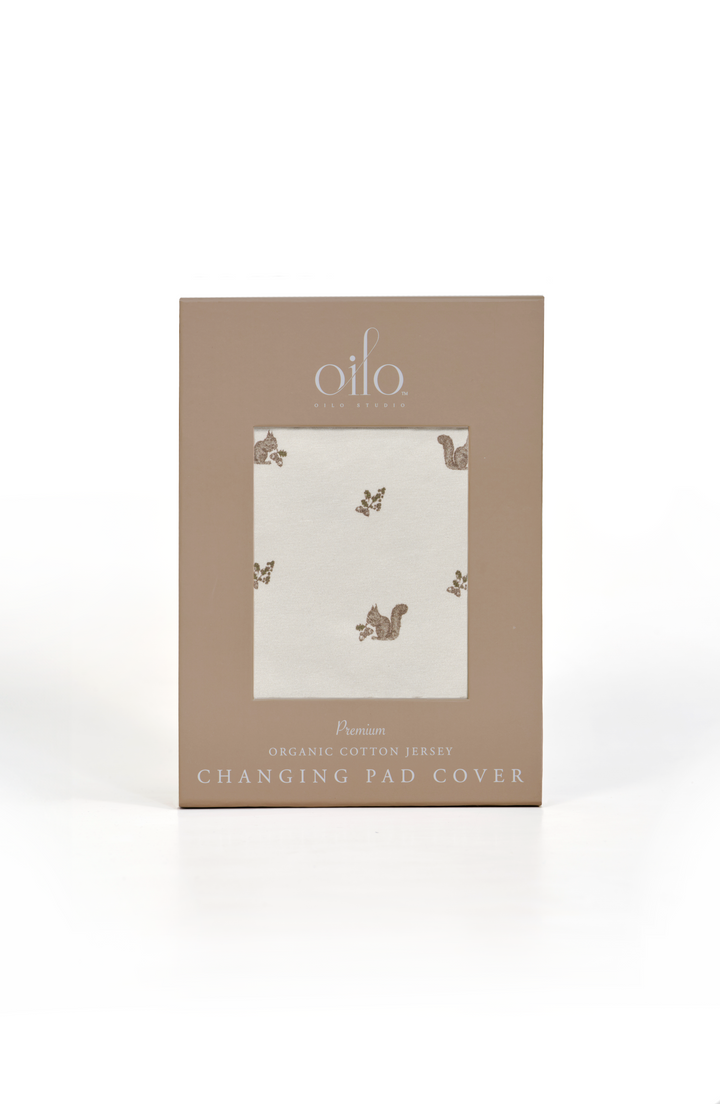 Oilo Squirrel Nursery | Convertible Bassinet Sheet & Changing Pad Cover