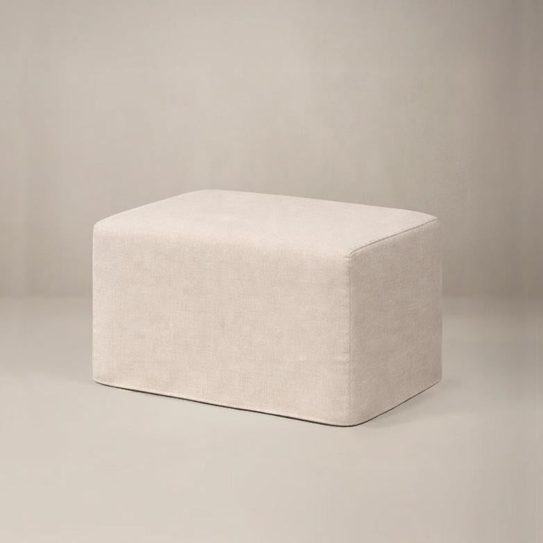 Oilo Margot Ottoman | Stationary Rectangle Ottoman With Wood Legs