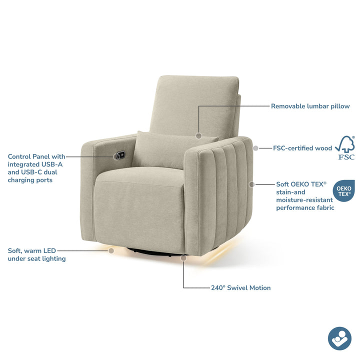 Maxi-Cosi Nursery Dorian Swivel Glider & Power Recliner with Nightlight