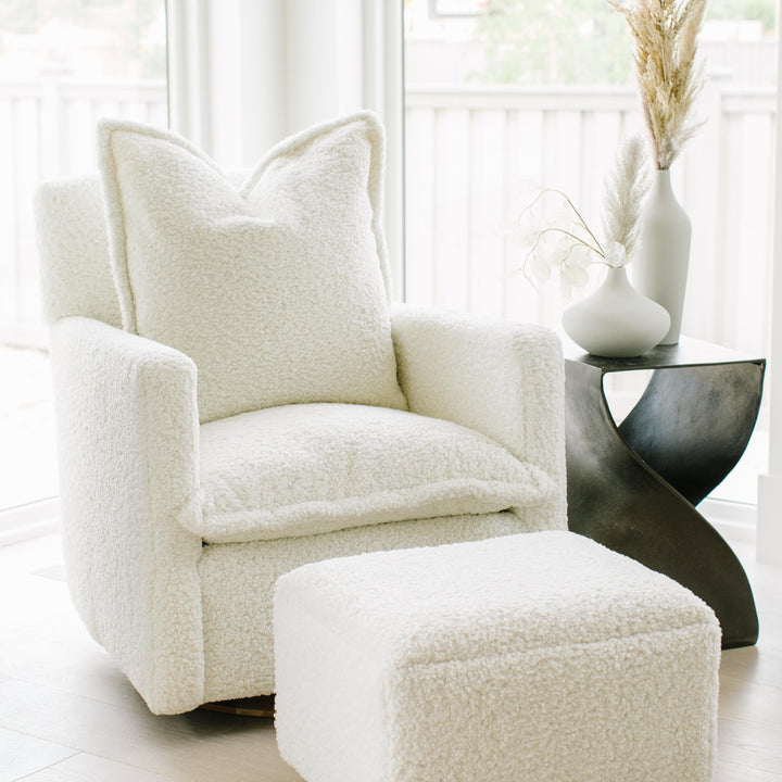 Oilo Small Stationary Rectangle Ottoman With Wood Base