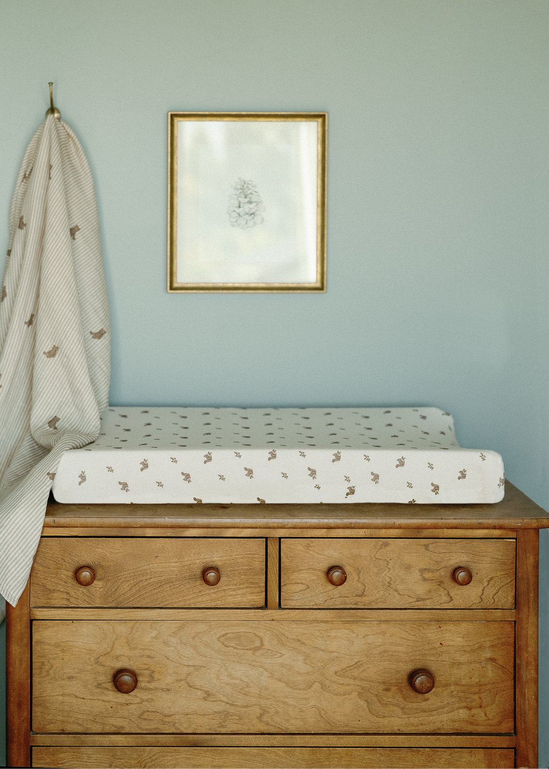 Oilo Squirrel Nursery | Convertible Bassinet Sheet & Changing Pad Cover