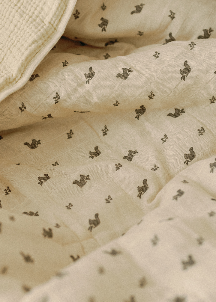 Oilo Squirrel | Premium Muslin Crib Quilt & Sham Set