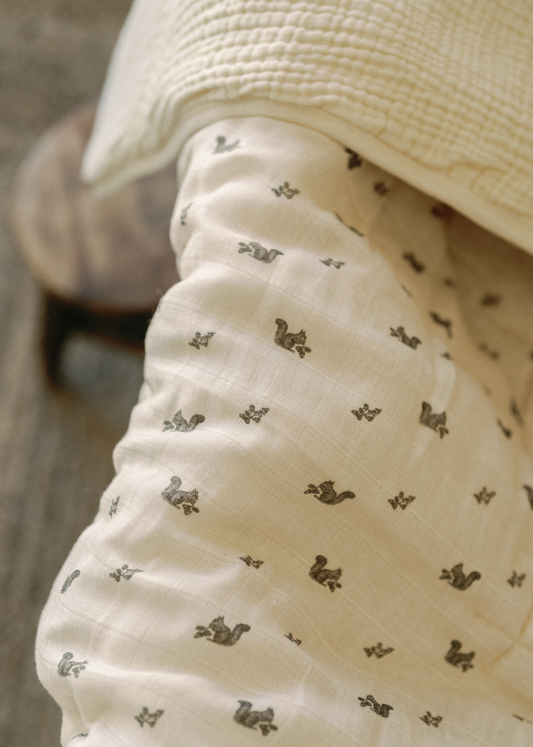Oilo Squirrel | Premium Muslin Crib Quilt & Sham Set