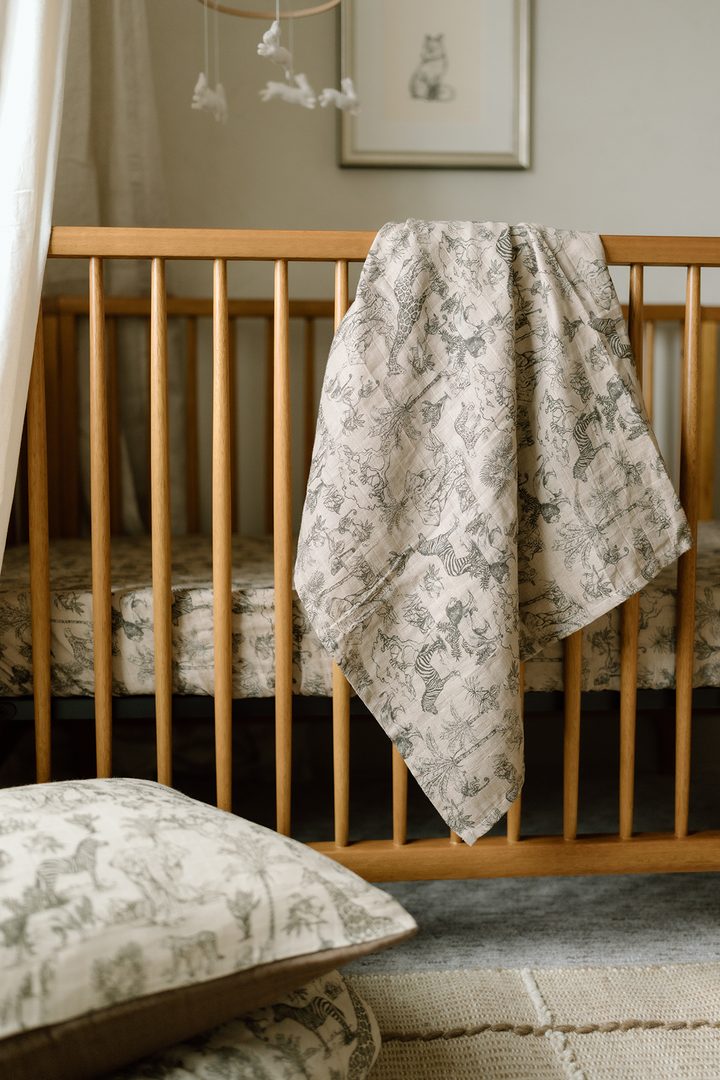 Oilo Vintage Safari & Woodland Nursery | Muslin Swaddle Blanket Set