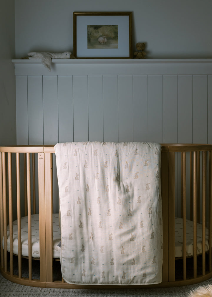 Oilo Bunny | Premium Muslin Crib Quilt & Sham Set