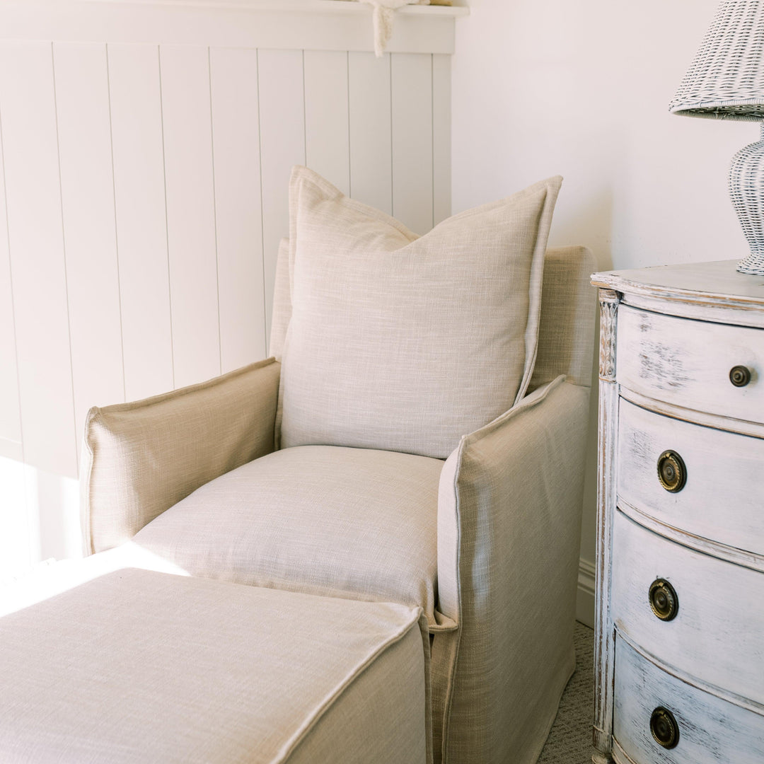 Oilo Margot Ottoman | Stationary Rectangle Ottoman With Wood Legs