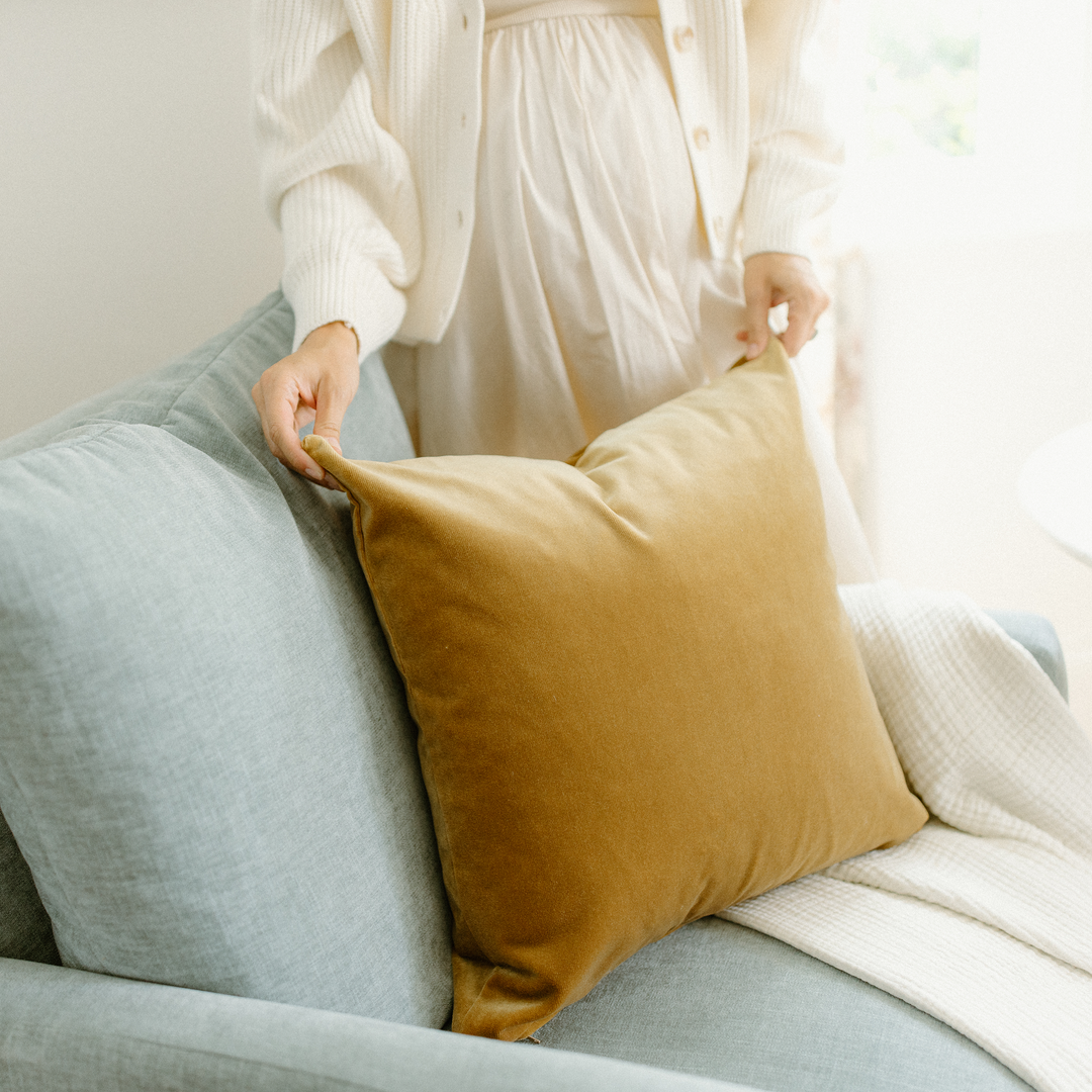 Oilo Faux Mohair 'Gold' Throw Pillow