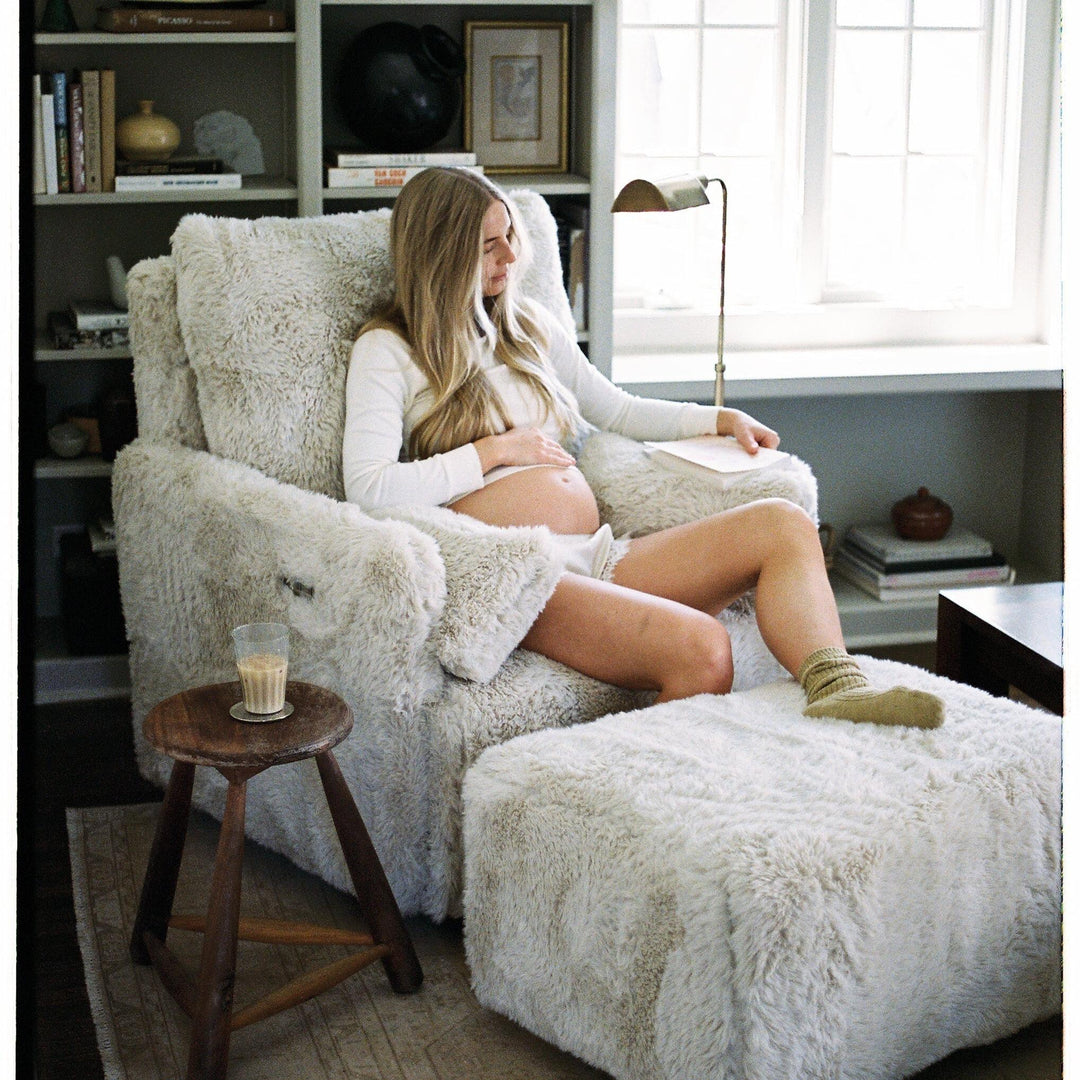 Oilo Ollie Ottoman: a Chair and a Half | Stationary Rectangle Ottoman With Wood Legs