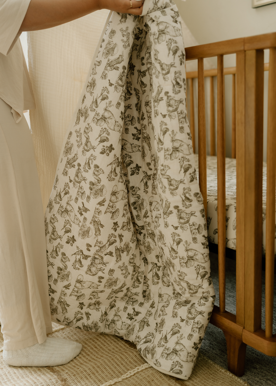 Oilo Woodland Nursery | Premium Muslin Crib Quilt & Sham Set