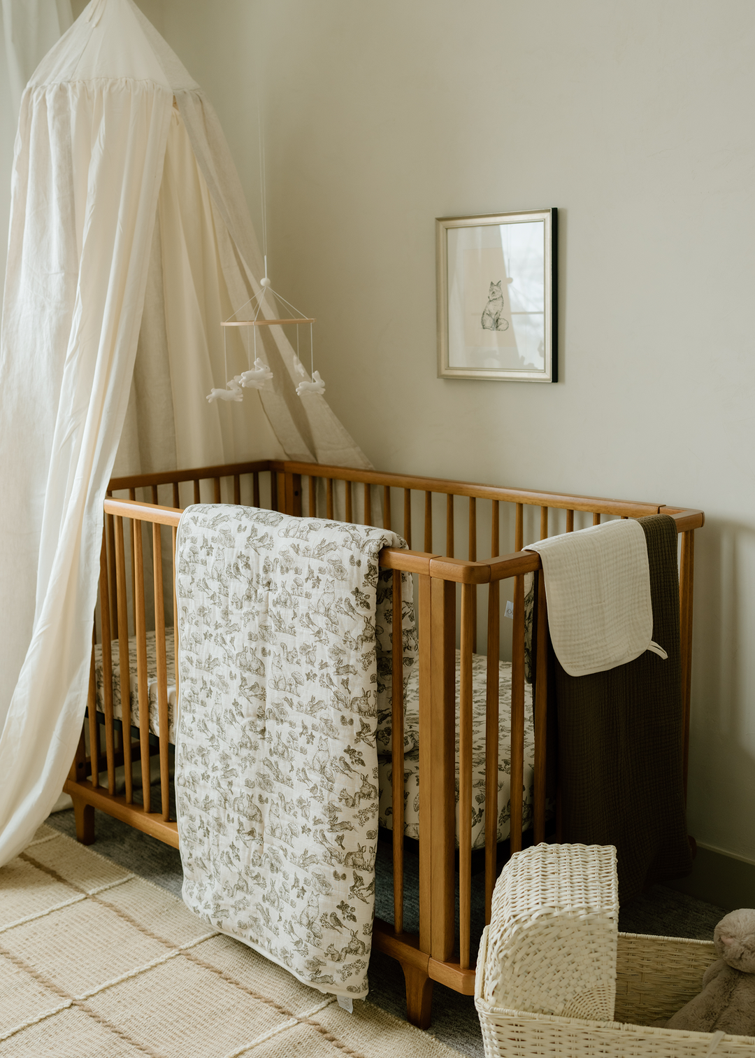 Oilo Woodland Nursery | Premium Muslin Crib Quilt & Sham Set