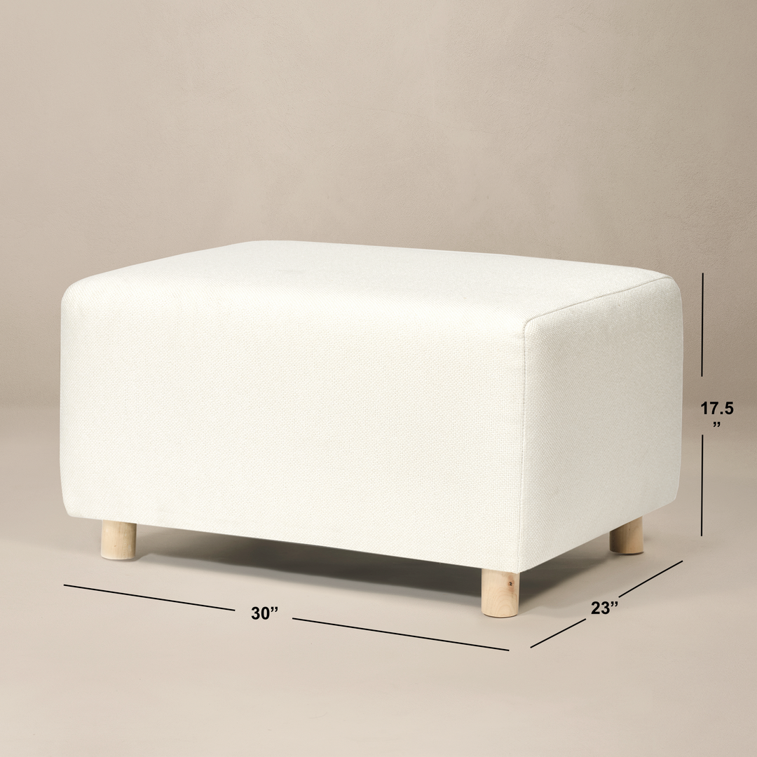 Oilo Ollie Ottoman: a Chair and a Half | Stationary Rectangle Ottoman With Wood Legs