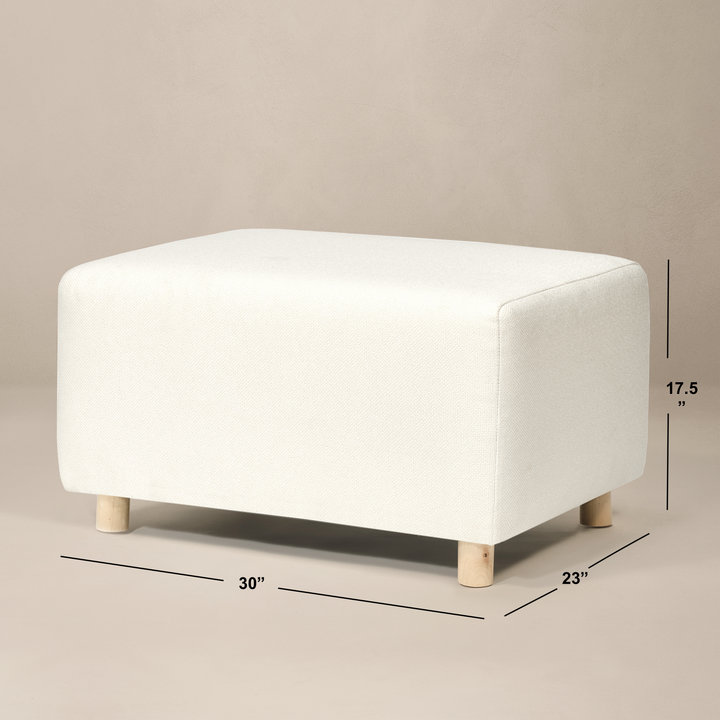 Oilo Ollie Ottoman: a Chair and a Half | Stationary Rectangle Ottoman With Wood Legs