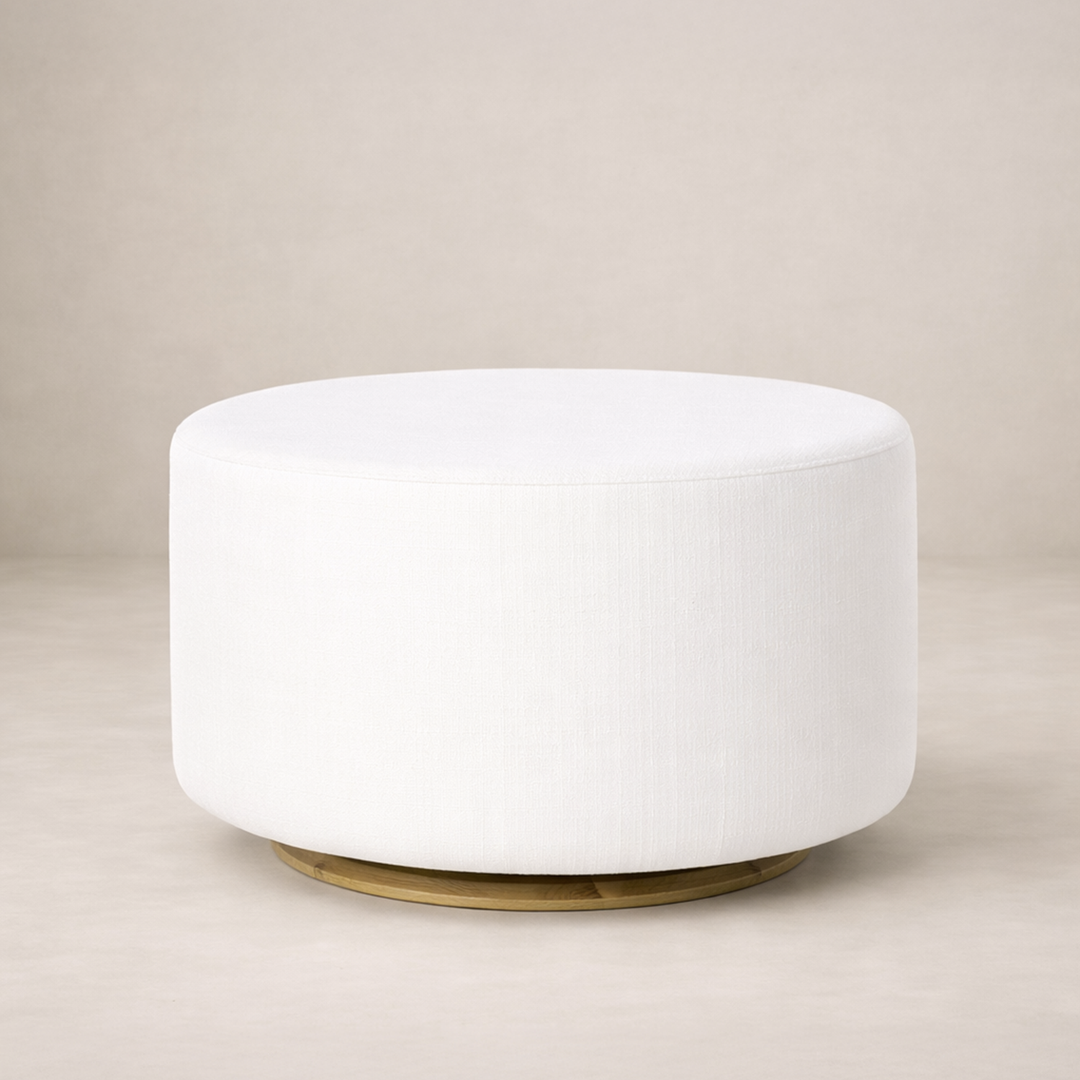 Oilo Small Stationary Oval Ottoman with Wood Base