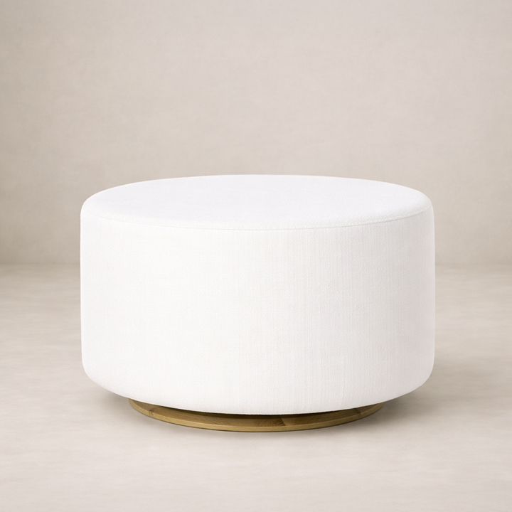 Oilo Small Stationary Oval Ottoman with Wood Base