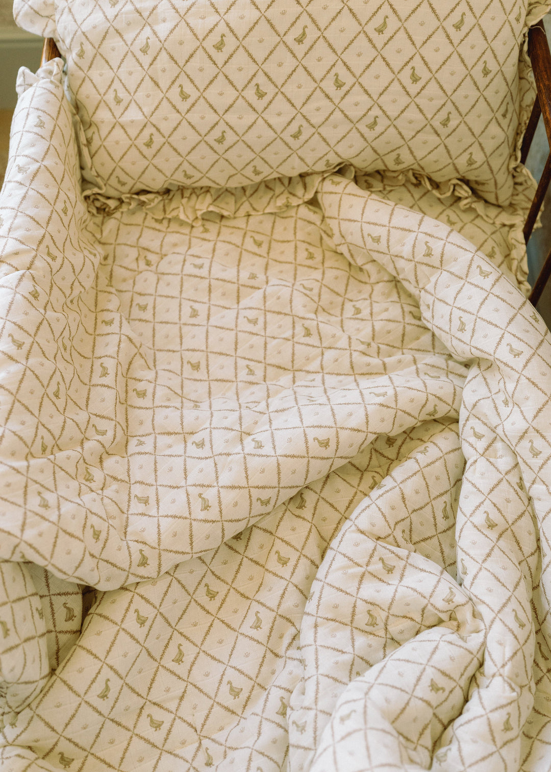 Oilo Butter Yellow Duck | Premium Muslin Crib Quilt & Sham Set
