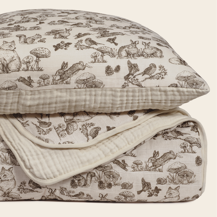 Oilo Woodland Nursery | Premium Muslin Crib Quilt & Sham Set