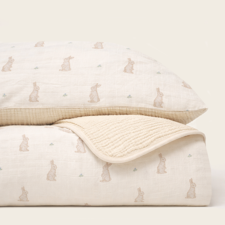 Oilo Bunny | Premium Muslin Crib Quilt & Sham Set