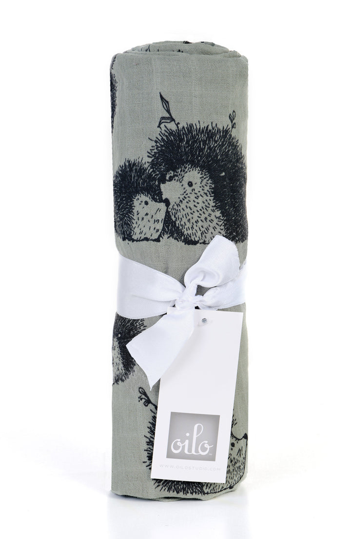 Oilo Hedgehog & Zebra | Muslin Swaddle Blanket Set