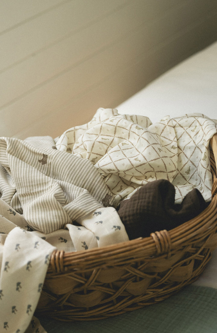 Oilo Bear & Butter Yellow Duck | Muslin Swaddle Blanket Set