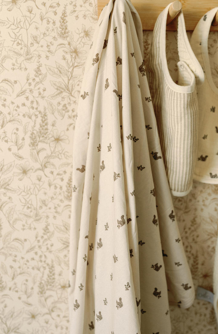 Oilo Squirrel & Mushroom | Jersey Swaddle Blanket Set