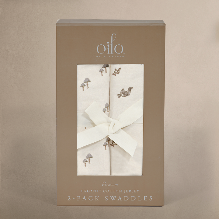 Oilo Squirrel & Mushroom | Jersey Swaddle Blanket Set