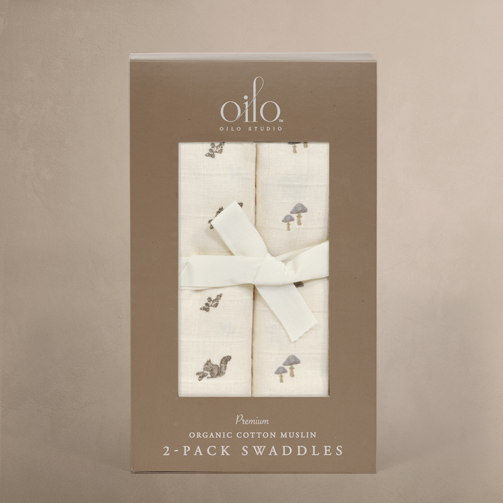 Oilo Squirrel & Mushroom | Muslin Swaddle Blanket Set