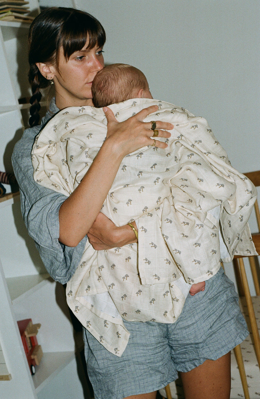 Oilo Squirrel & Mushroom | Muslin Swaddle Blanket Set
