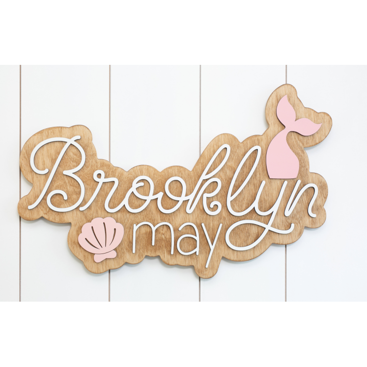Sugar + Maple Bubble Wood Sign | Mermaid