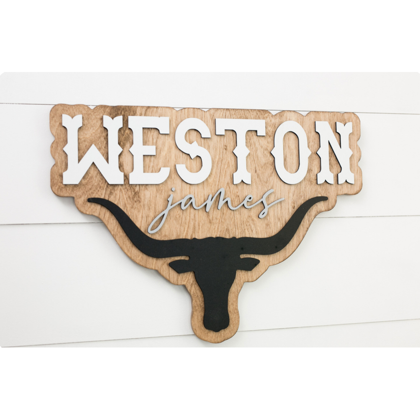 Sugar + Maple Bubble Wood Sign | Longhorn