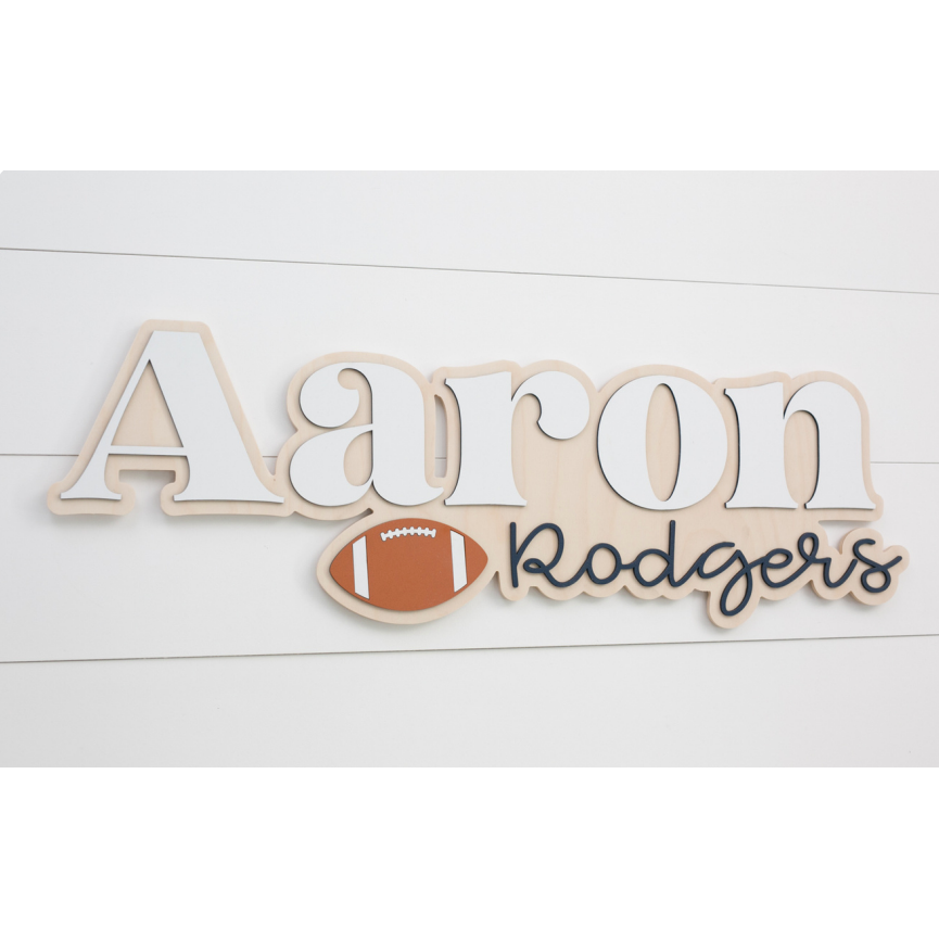 Sugar + Maple Bubble Wood Sign | Football