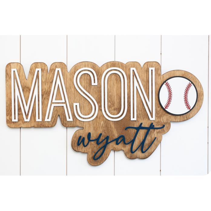 Sugar + Maple Bubble Wood Sign | Baseball