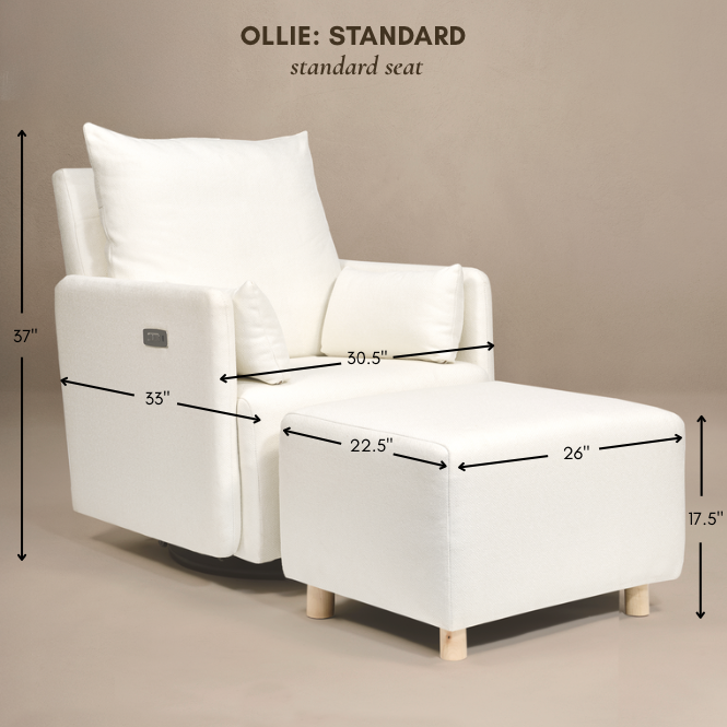 Oilo Ollie Ottoman: Standard Size | Stationary Rectangle Ottoman With Wood Legs
