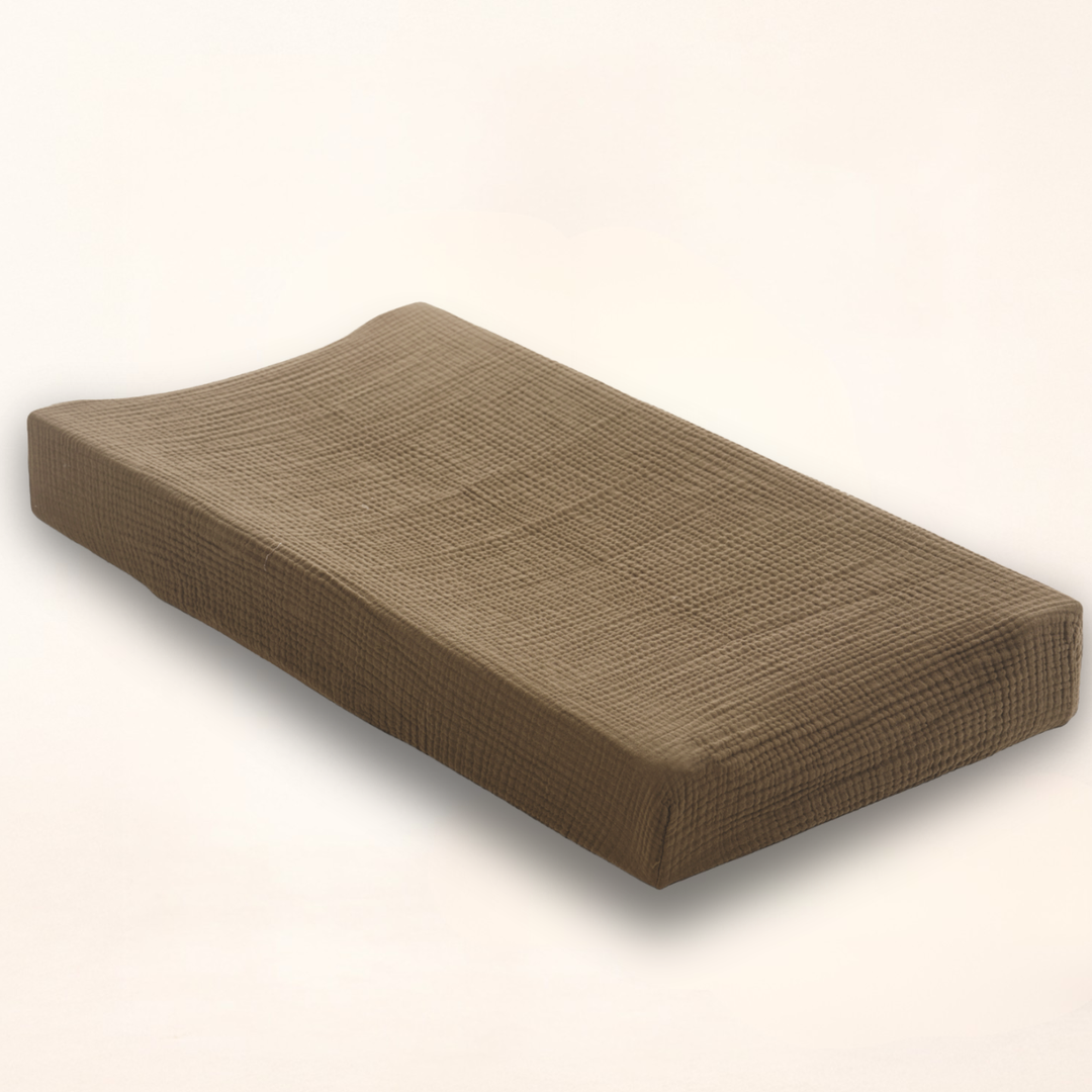 Oilo Bark Brown | Premium Muslin Convertible Bassinet Sheet & Changing Pad Cover
